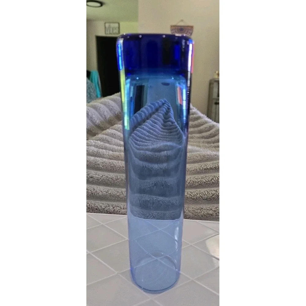 Libbey Cobalt Blue Glass Cylinder Bud flower Vase 7.5